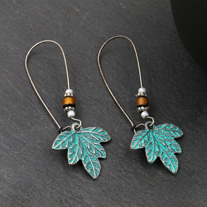 European and American Jewelry Popular Vintage Earrings Fashion Leaves Inlaid Color Diamond Ear Studs Earring Set 8379