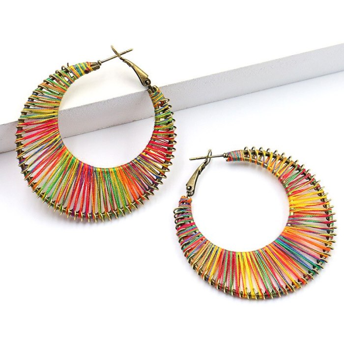 Bohemian Colorful Handmade Winding Earrings Original Circular Earrings Personalized European and American Accessories