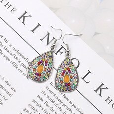 Personality European and American Style round Drop Oil Earrings Small Fresh Flower Earrings Ethnic Style All-Match Jewelry 0611