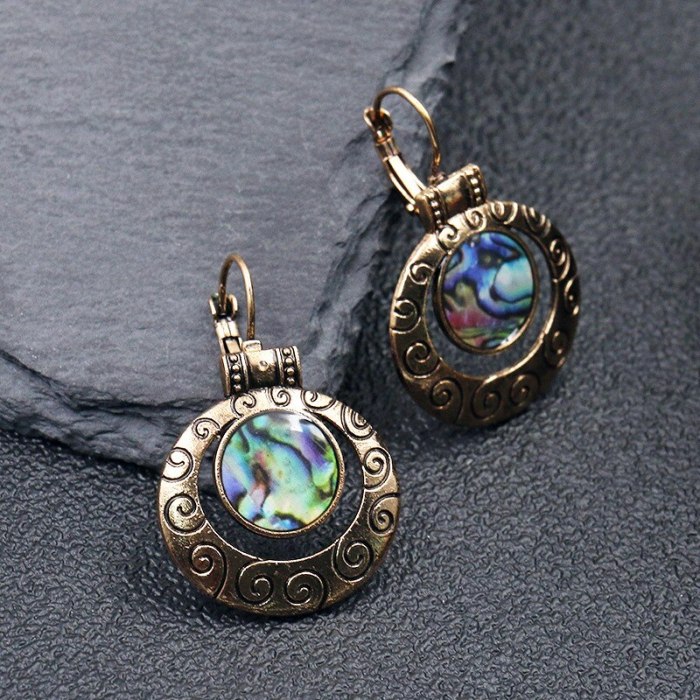 Cross-Border in Europe and America Gold and Silver Luxurious Exaggerating Earrings Vintage Distressed Earrings Fashion Earrings
