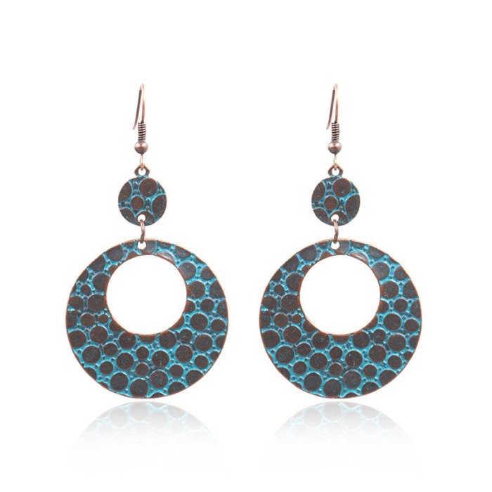 Fashion Vintage Earrings Personality Double Circle Metal Alloy Earrings European and American Women Exaggerated Jewelry