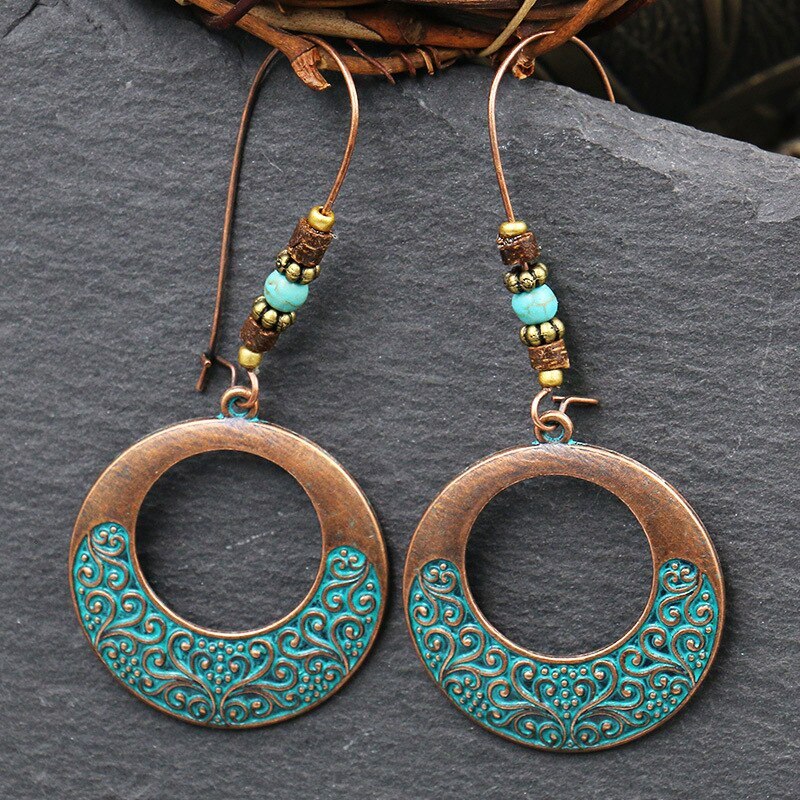 Retro Distressed Metal Alloy Earrings Women's European and American Fashion Exaggerated Circular Earrings Personal Accessories