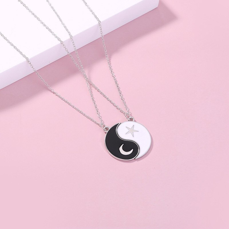 European and American Ornament Star Moon Black and White Eight-Diagram-Shaped Appetizer Pendant Necklace Women's Accessories