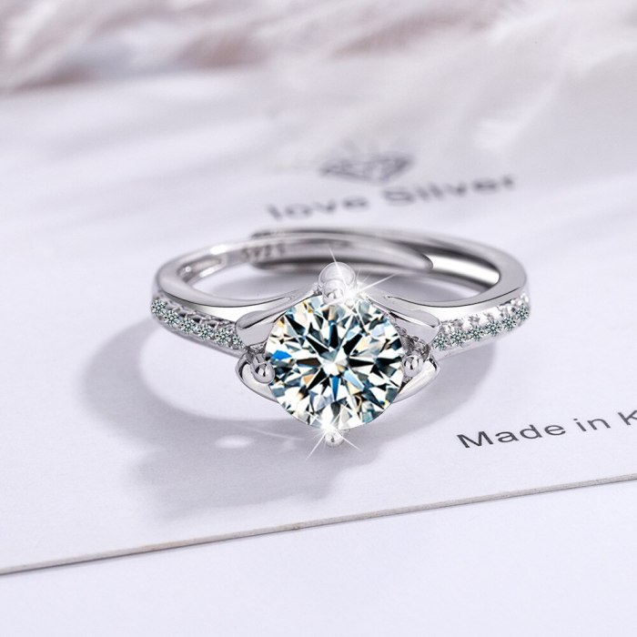 Flash Zirconium Diamond Ring Open Mouth Special-Interest Design Fashion Cross-Border Ring Women's Ring Live Broadcast