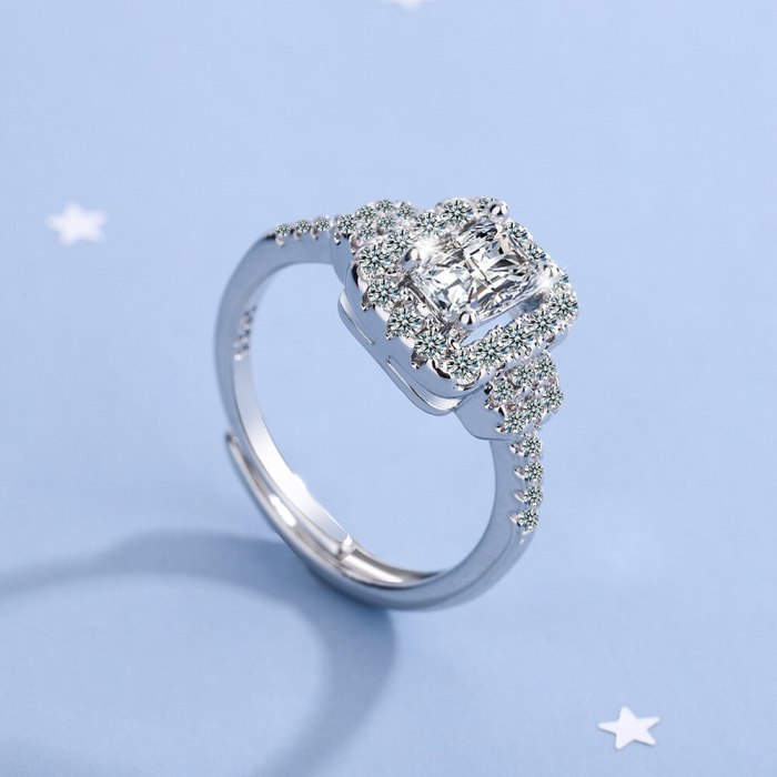 Korean Style Fashion Wedding Diamond Ring Women's Round Wide Face Ring Bracelet Xzjz405