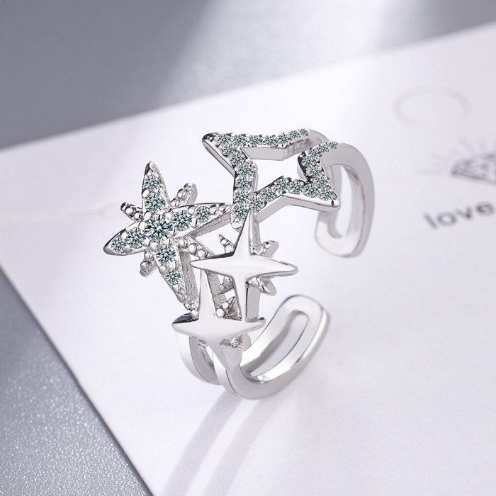 Fashion Wedding Ring Female round Zirconium Diamond Wide Surface Women's Ring Bracelet Ring Xzjz407