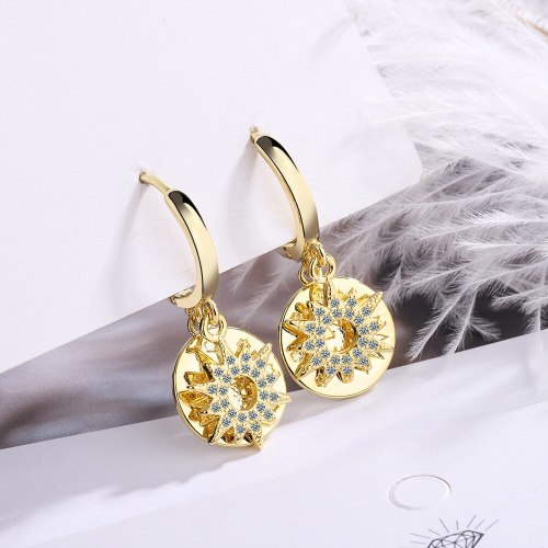 Zirconium Diamond Simple Sun Double-Layer Eyes Ear Clip Ins Style Elegant Earrings Jewelry Female Xzeh647