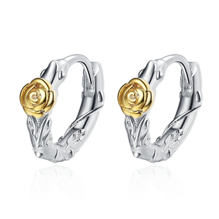 Ear Clip Women's Rose Gold Stud Earrings Fashion Ring Personality Retro Distressed Earrings Xzeh635