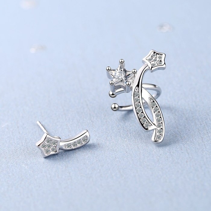 Women's Korean-Style Diamond-Embedded Asymmetric XINGX Sweet Ear Clip Earrings Xzed921
