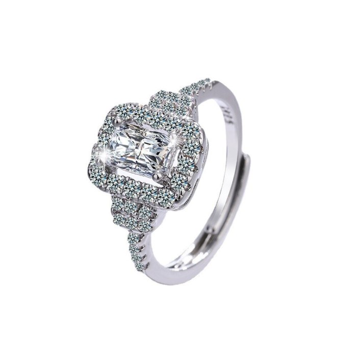 Korean Style Fashion Wedding Diamond Ring Women's Round Wide Face Ring Bracelet Xzjz405