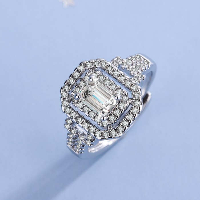 Sparking Zirconium Diamond Ring Open Mouth Design Fashionable Temperament Ring Women's Ring Bracelet Xzjz404