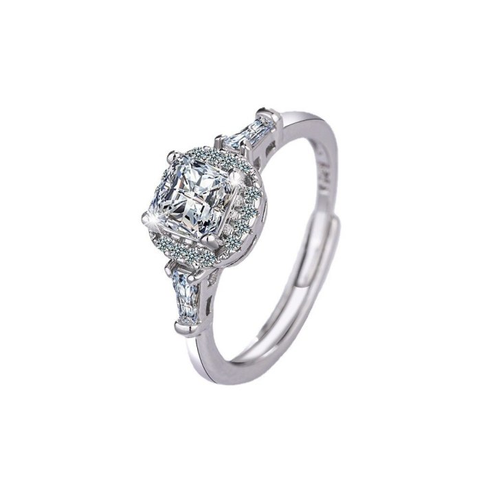 Korean Style Fashion Wedding Ring Women's round Zirconium Diamond Wide Face Ring Bracelet Xzjz409