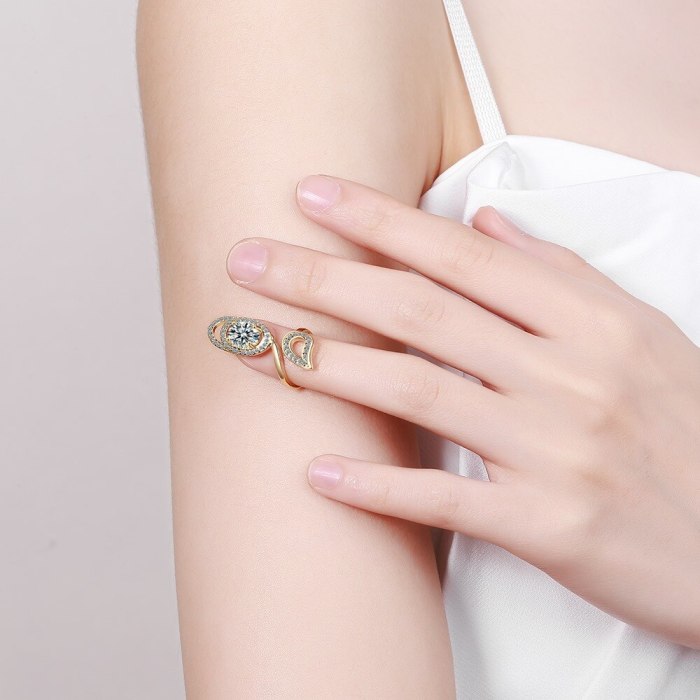 European Personalized Fashion Creative Open Ring Women's Elegant All-Match Diamond-Embedded Fingernail Cap Hand Jewelry Xzjz401