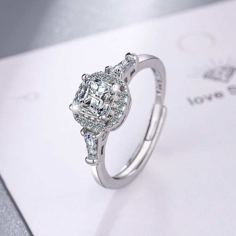 Korean Style Fashion Wedding Ring Women's round Zirconium Diamond Wide Face Ring Bracelet Xzjz409