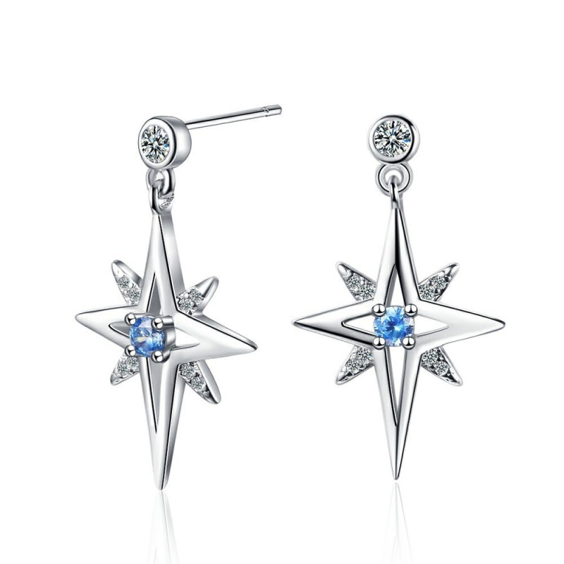 Star Stud Earrings Women's Korean-Style Fresh Diamond-Inlaid Light Six-Pointed Star Earrings Elegant Jewelry Xzed925