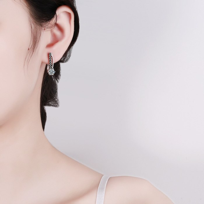 Gang Drill Ear Clip Personalized Korean Style Fashion Inlaid Black Zirconium Diamond Simple Temperament Ear Jewelry Xzeh636