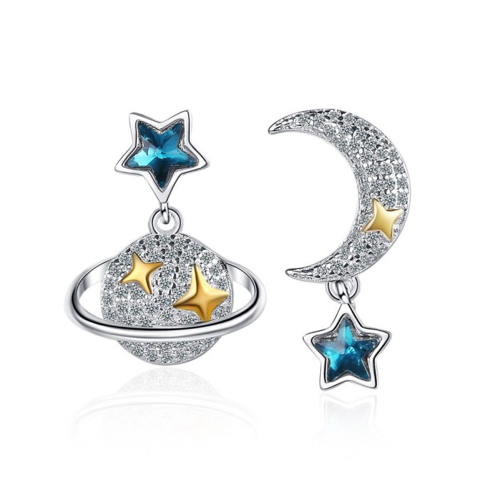 Mori Style Universe Star Temperament Star Moon Stud Earrings Female Sweet Star Small Earrings Xzed926