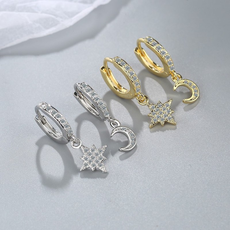 Korean Style Simple Fresh Diamond Earrings Xingyue Ear Clip Sweet Asymmetric Stud Earrings Xzeh641