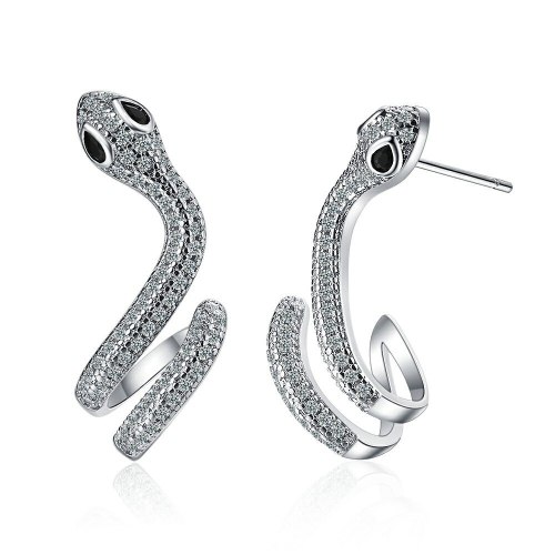 Zirconium Stud Earrings Female European and American Style Fashion Snake Stud Earrings Personality Wave Jewelry Xzed923