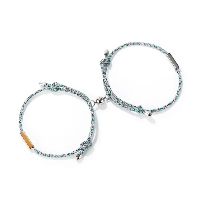 Ornament Japanese and Korean Niche Design Magnet Bracelet Heart-to-Heart Suction Woven Couple Bracelets Bracelet Valentine's Day