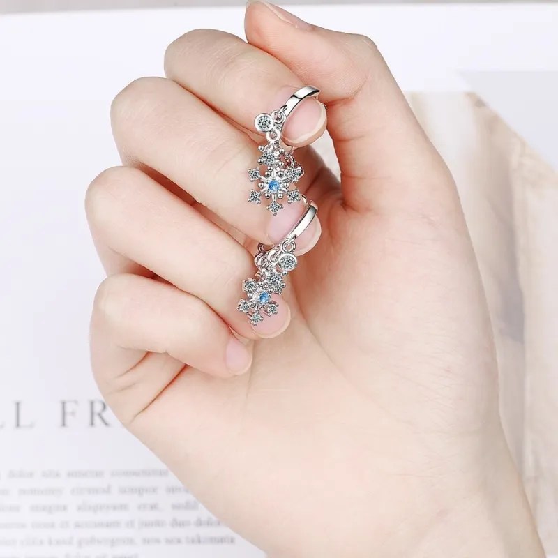 Korean Style Fresh Diamond Flower Earrings Snowflake Stud Earrings Jewelry Female Xzeh644