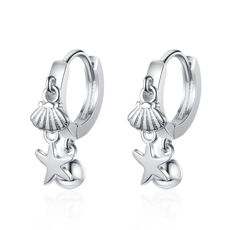 Japanese Style Simple Stud Earrings Girl Starfish Shell Sweet Short Ear Clip Female Temperament Earrings Xzeh640