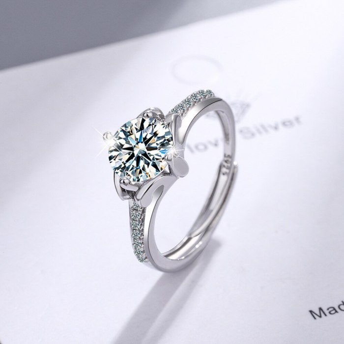 Flash Zirconium Diamond Ring Open Mouth Special-Interest Design Fashion Cross-Border Ring Women's Ring Live Broadcast