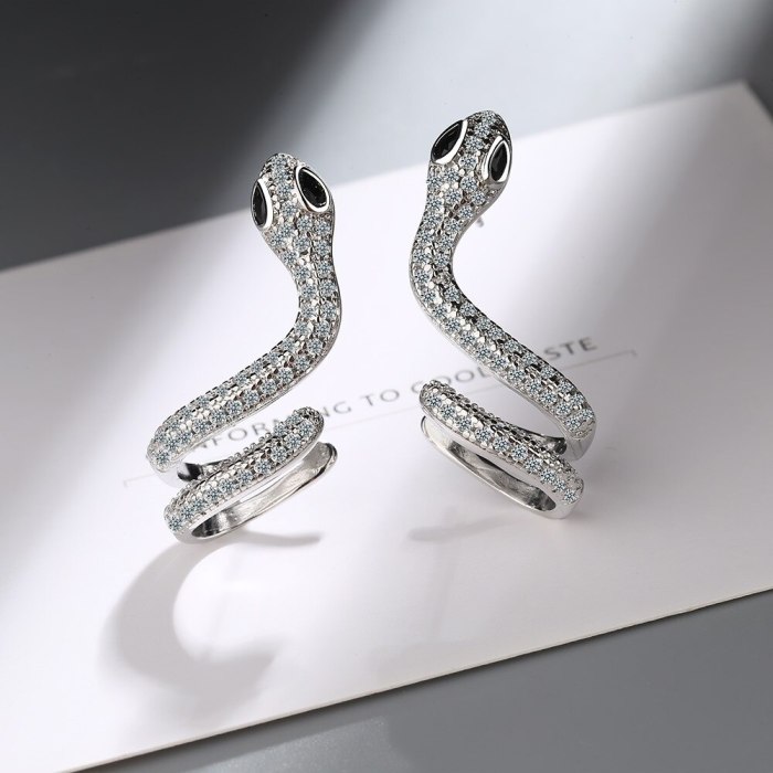 Zirconium Stud Earrings Female European and American Style Fashion Snake Stud Earrings Personality Wave Jewelry Xzed923