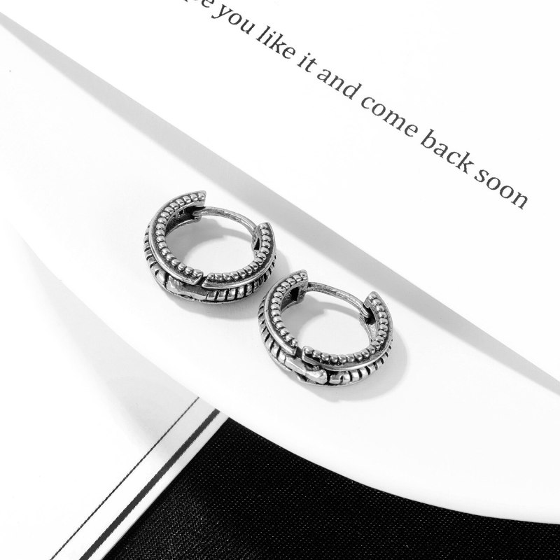 Korean Style Personalized Hip Hop Style Stainless Steel Earrings Fashionable Simple C- Shaped Retro Earrings for Boyfriend Gb680