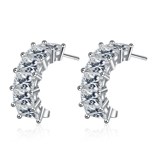 Women's Simple European Square Diamond Stud Earrings Sweet Temperament Zirconium Diamond Personalized Earrings Xzed919