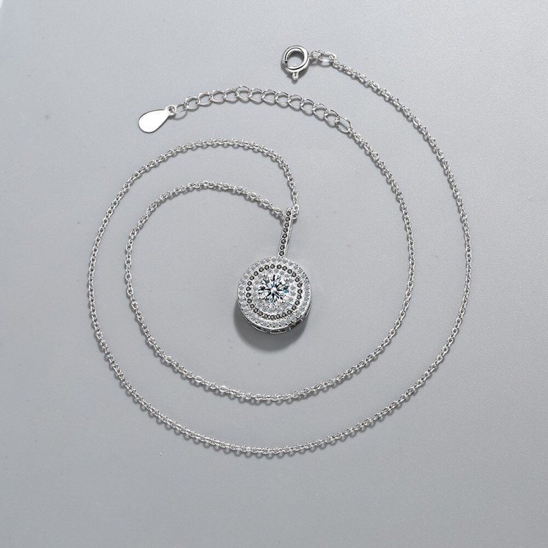 Necklace Full Zirconium Diamond round Pendant European Fashion Wholesale Short Clavicle Chain Pendant Female XZDZ545