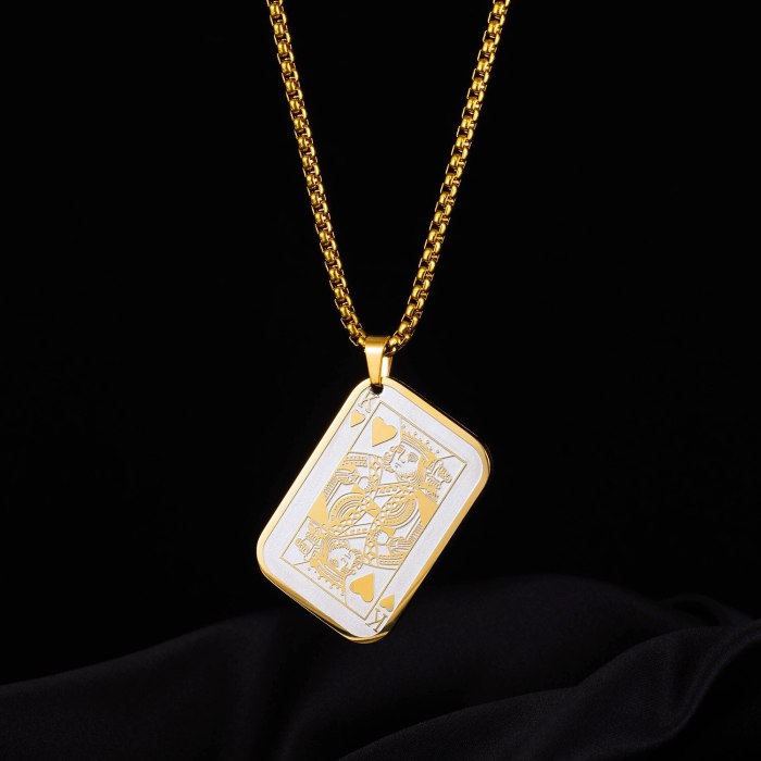New Classic Fashion Poker Necklace K Pendant Personalized Fashion All-Match Men's Stainless Steel Necklace Gb1946