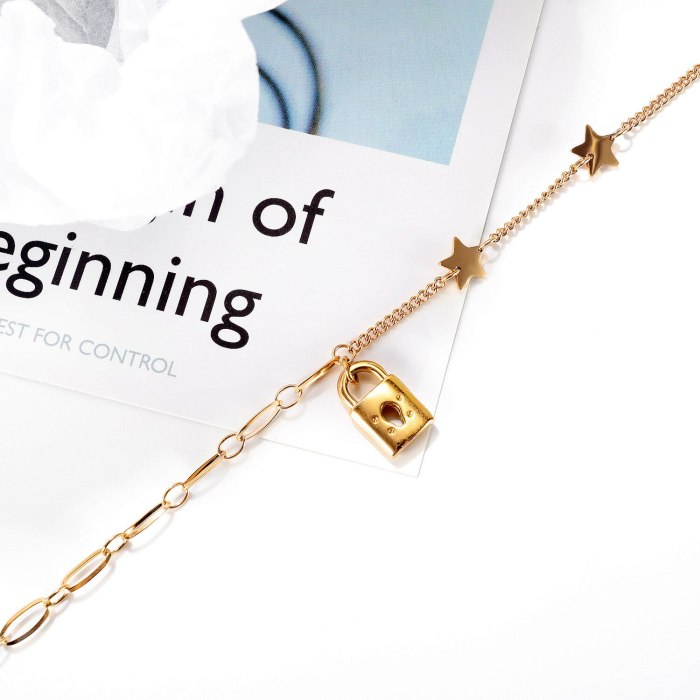 INS Elegant Simple Lock Head Pendant Stitching XINGX Circle Stainless Steel Necklace Clavicle Chain Gb1953