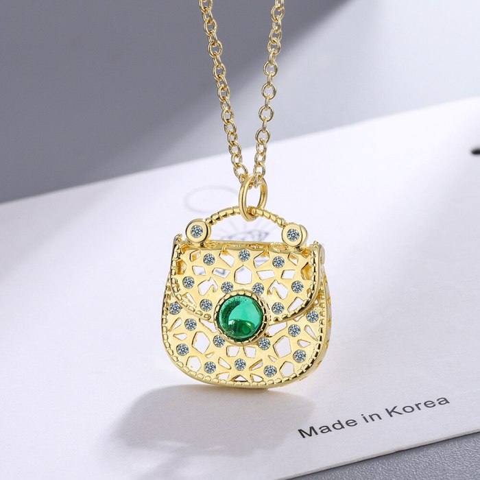 Necklace Women's Korean-Style Fresh Personalized Diamond Bag Pendant Temperament Short Clavicle Necklace Chic XZDZ549