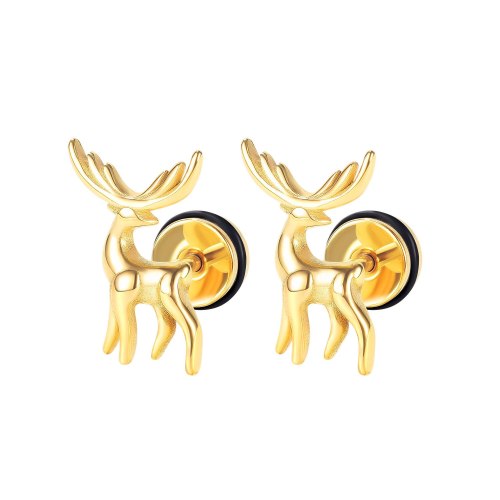 Korean Style Fashionable Simple All-Match Little Deer Stud Earrings Men's and Women's New Stainless Steel Earrings Gb683
