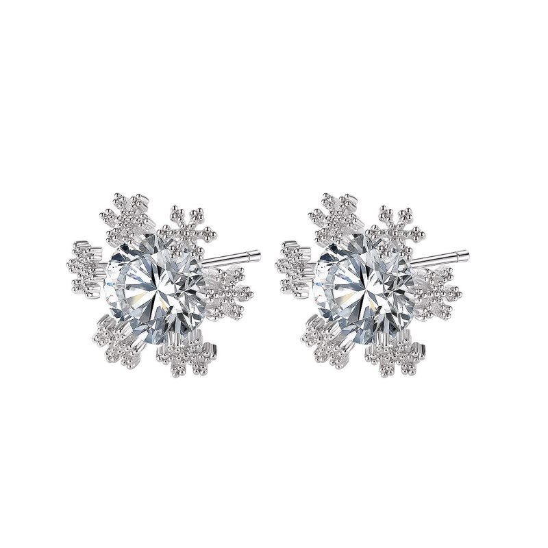 INS Korean Style Niche Temperament Stud Earrings All-Match Snowflake Inlaid Zircon Copper Stud Earrings Gb026