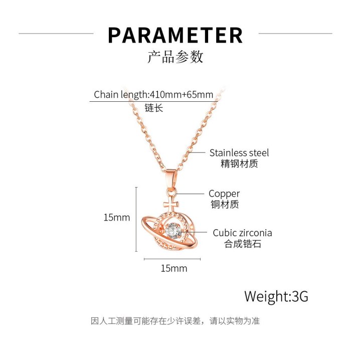 Japanese and Korean Happy Planet Pendant Cross Rose Plated Gold Clavicle Chain Necklace Gb035