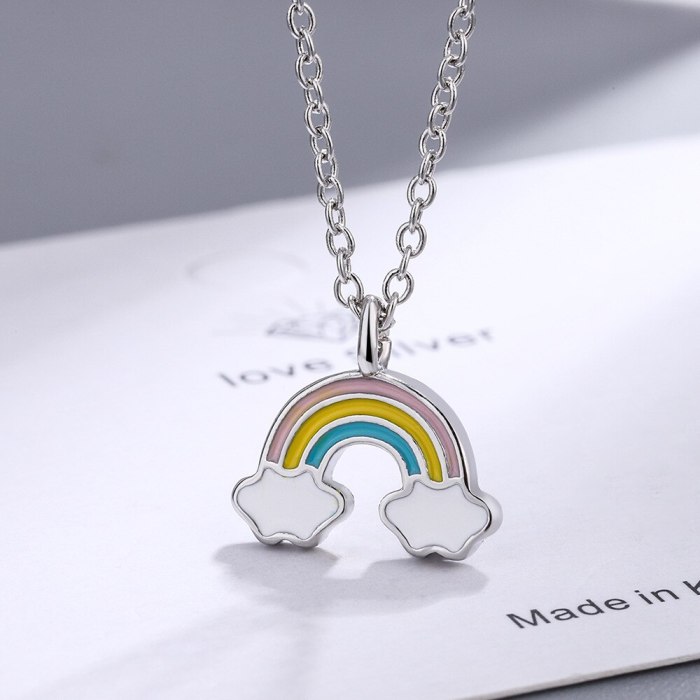 Women's Korean-Style Sweet Cute Rainbow Cloud Necklace Epoxy Short Clavicle Chain Necklace XZDZ551