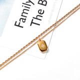 Japanese and Korean New Fashion Trendy Double-Layer Necklace Simple All-Match Square Necklace Female Gb1954