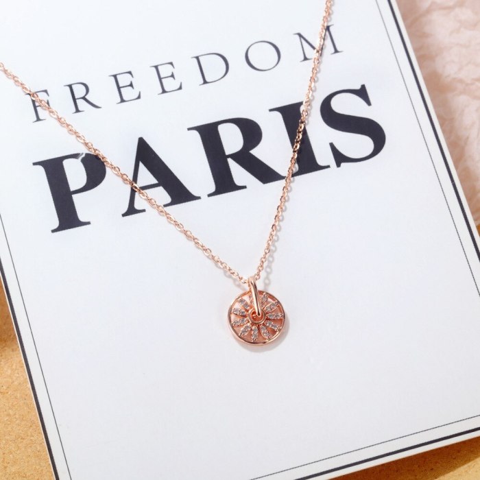 INS Fashion Diamond Necklace Ferris Wheel Clavicle Chain Pendant Gb019