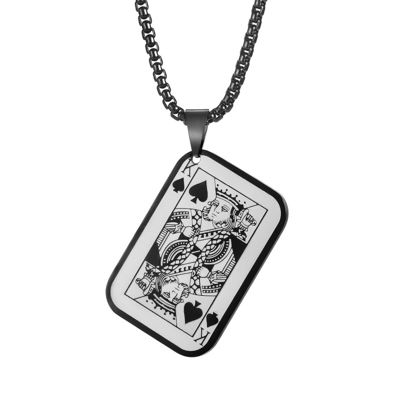 New Classic Fashion Poker Necklace K Pendant Personalized Fashion All-Match Men's Stainless Steel Necklace Gb1946