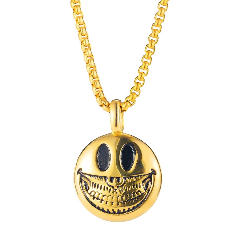 European and American Design Classic Fashion Necklace Personalized Smiley Skull Stainless Steel Necklace New Gb1945