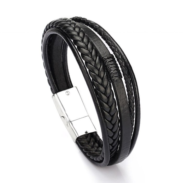 European and American Style Jewelry Fashion Leather Rope Hand Weaving Bracelet Men's Bracelet Ethnic Style Jewelry