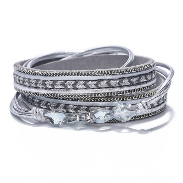 New Handmade Woven Crystal Pendant Bracelet Multi-Layer Magnetic Buckle Bracelet Christmas Gift