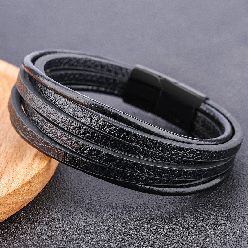 New European and American Leather Bracelet Alloy Woven Men's Bracelet Wholesale 4513