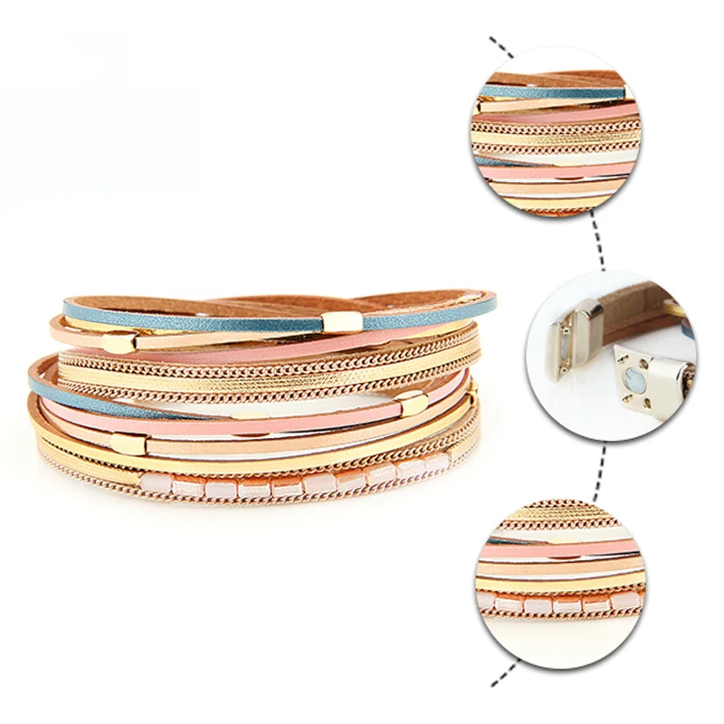 Bracelets Women 'S Beaded Alloy Handmade Ornament Magnetic Buckle Girlfriends Bracelet Multi-Layer Winding Creative Bracelet 4455646