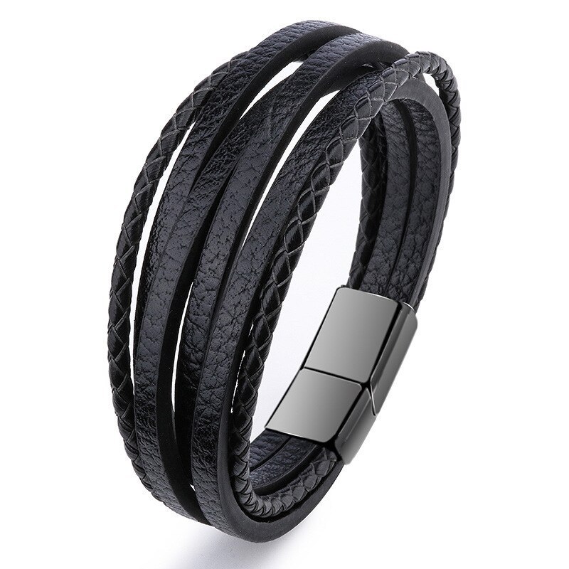 European and American Fashion Hand-Woven Multi-Layer Men's Bracelet Vintage Magnetic Buckle Bracelet Ornament Wholesale 13132