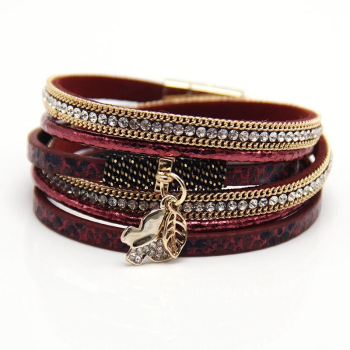 Hot Sale Hand-Woven Butterfly Pendant Bracelet Multi-Layer Alloy Magnetic Buckle Bracelet European and American Jewelry