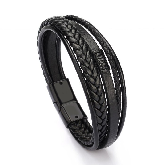 European and American Style Jewelry Fashion Leather Rope Hand Weaving Bracelet Men's Bracelet Ethnic Style Jewelry