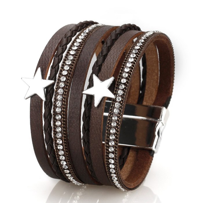 Hot Accessories Leather Bracelet European and American Vintage Jewelry Magnet Xingyue Women's Bracelet Ornament Simple 0524